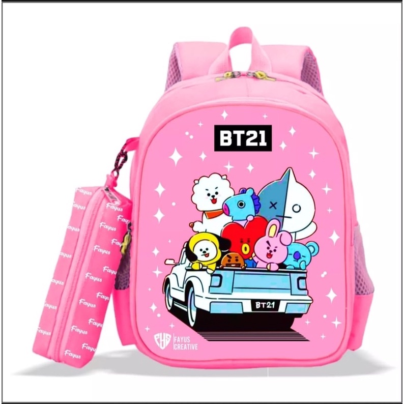 Tas Sekolah Anak Anak perempuan Tk Sd Ransel Anak Princes Unicorn 2 in 1 ada Tempat pensil