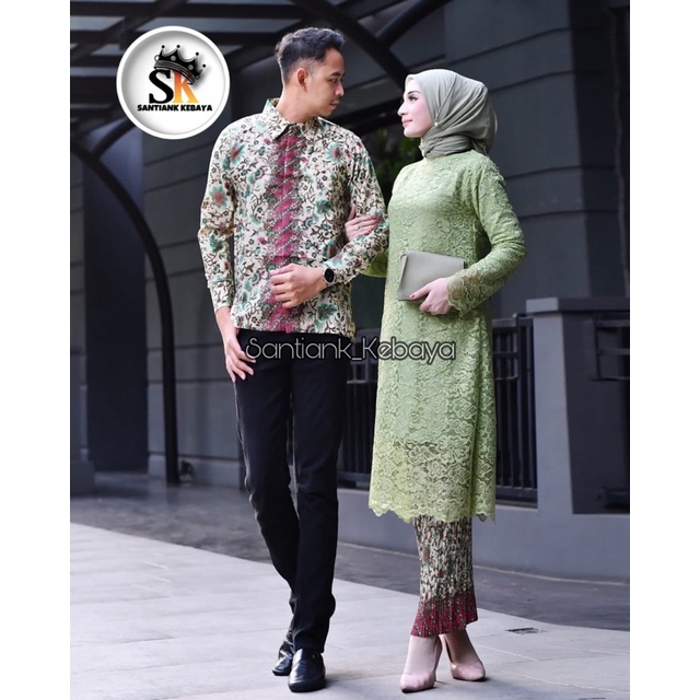 Set Kebaya Couple Kemeja Batik Pria Kebaya Couple Kondangan Outfit Pesta Couple By Santiank Kebaya