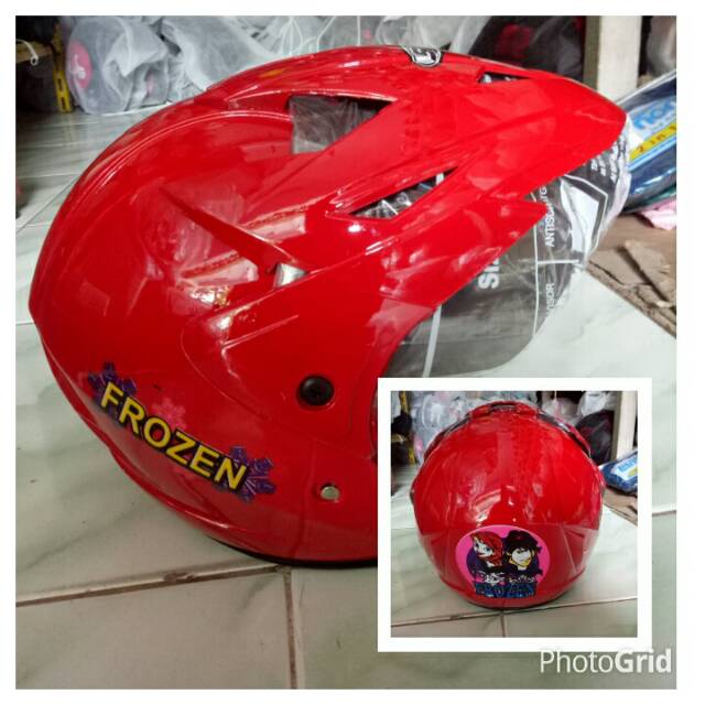 Helm Bogo Dewasa Merah Hitam Motif Vespa Printing Shopee Indonesia