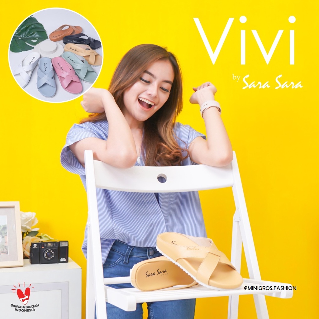 Sara Sara VIVI Sandal Tali Wanita Sandal Silang wanita sandal slop wanita kekinian