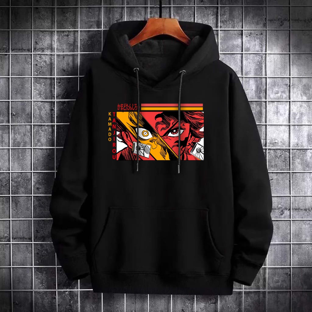 INDOSAN-HOODIE ANIME TANJIROU-HOODIE DISTRO BAHAN FLEECE MOTIF GAMBAR DTF PRINTING-REAL PICT-BISA COD