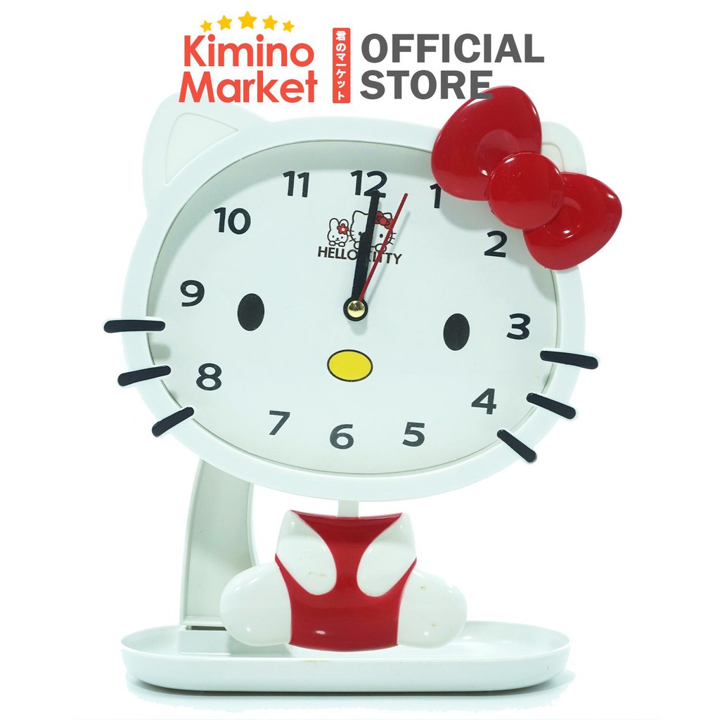 Jam Meja Beker Alarm Murah Hello Kitty Besar Putih Lucu Berkualitas