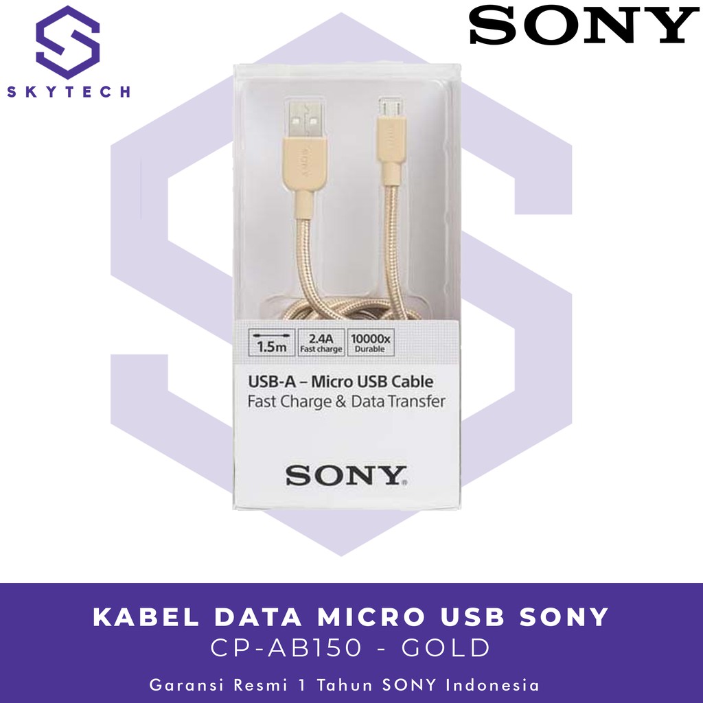 KABEL DATA MICRO USB SONY CP ABP150 GOLD ORIGINAL GARANSI RESMI