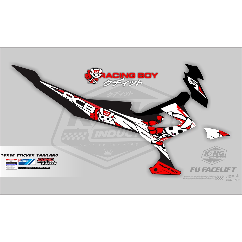 STRIPING STIKER SATRIA FU 150 FACELIFT RAIDER VARIASI DESIGN SUKA SUKA MOTIF RCB RACING BOY