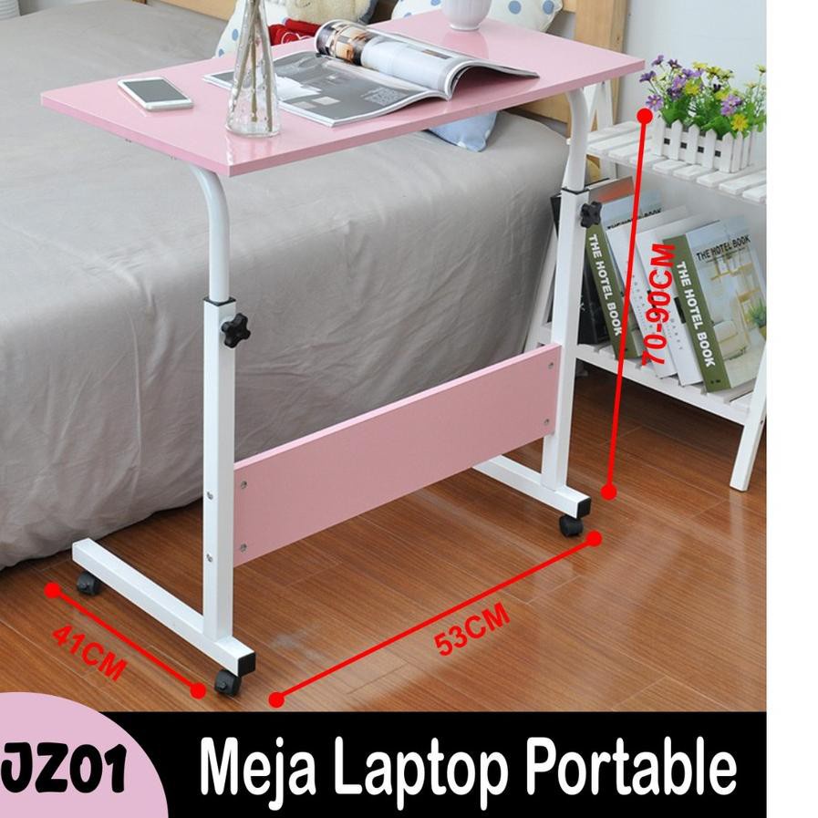 Meja Roda Lipat Portable Adjustable Meja Laptop Roda Tempat Tidur