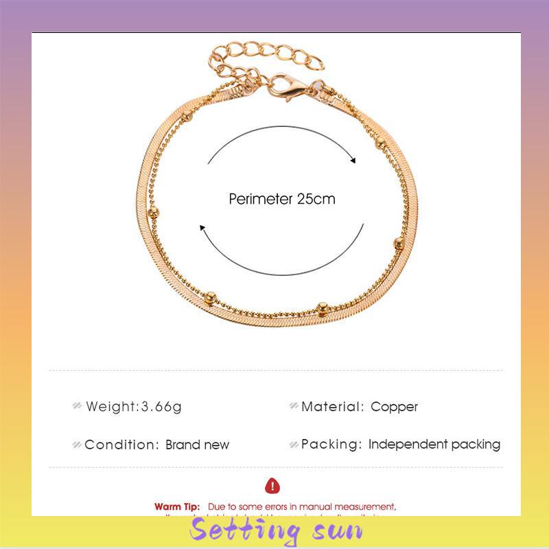 Gelang Kaki Wanita Model Rantai Ular Manik Bulat Simple TN
