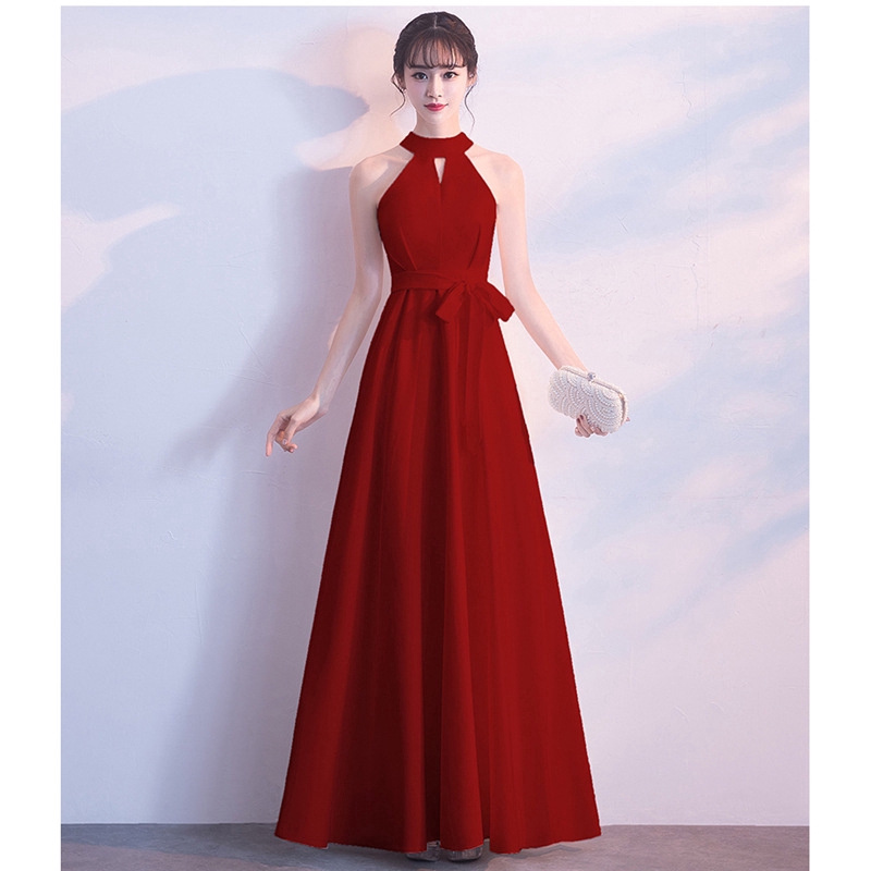 Manyuemenggantung Leher Gaun Pengantin Perjamuan Pesta