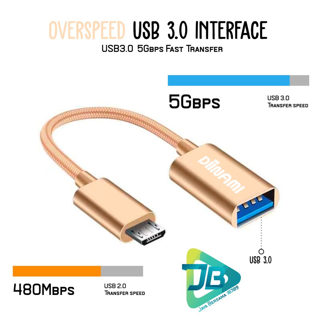 BM074 Kabel otg DIINAMI micro dan tipe c usb fast translit data anti lelet bahan metal usb 3.0 JB4746