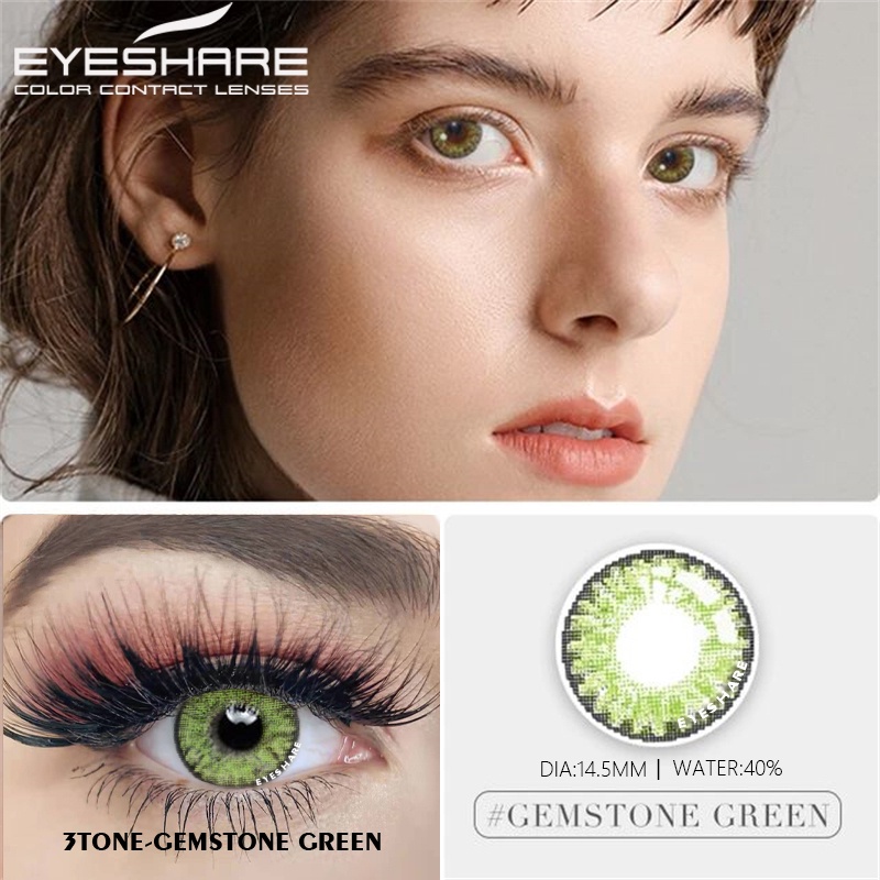 （COD）C28-3TONE Amethyst Sterling-grat Sepasang lensa kontak berwarna, Warna campuran Eropa dan Amerika mata yang besar diameter 14.5MM, kadar air 40% lensa mata cairan lensa kontak soflen mata softlens soflens Ture-sapphire Grey