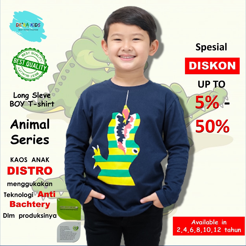 Kaos Anak Lengan Panjang laki laki Distro 2-12 Tahun Original Branded Cotton Combed 30s Import Baju 