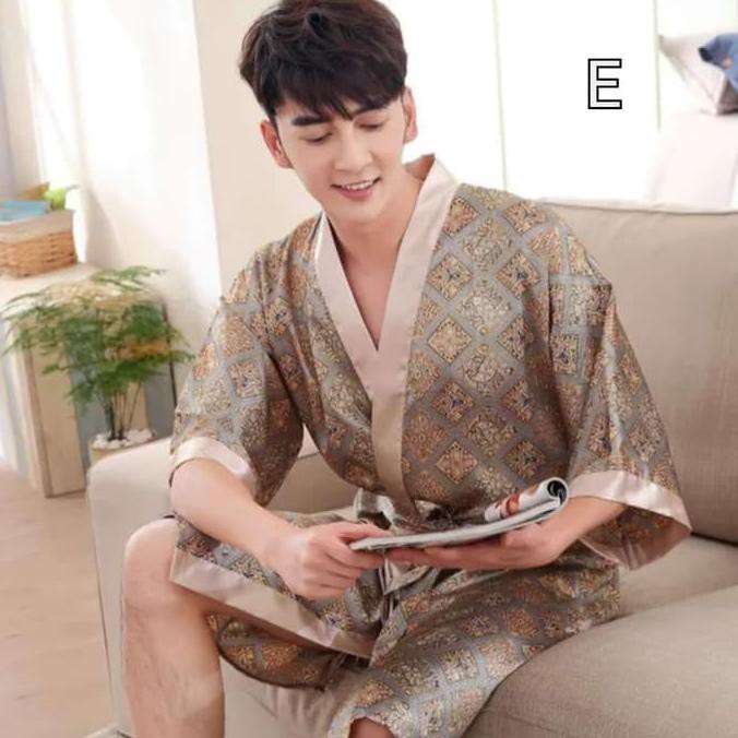 Kimono Pria Baju Tidur Kimono Renang Cowo Silk Satin Seserahan Nikah