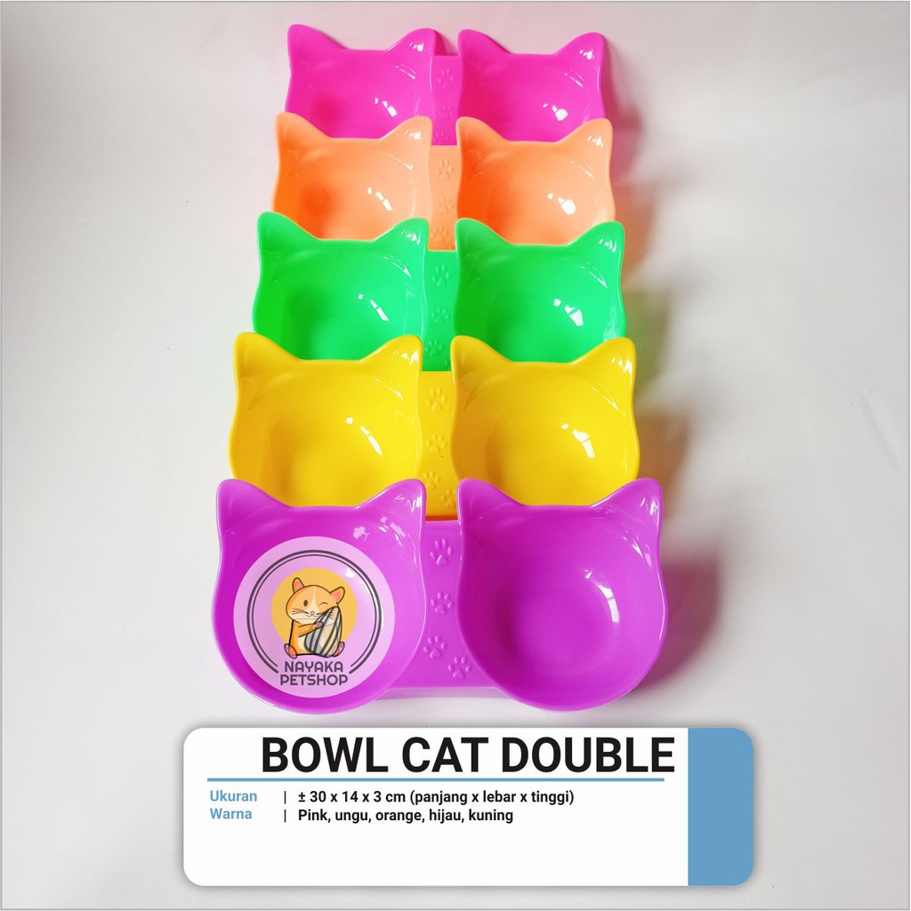 Bowl Cat Double Piring Tempat Wadah Makan Minum Hewan Kucing Kelinci Marmut Guinea Pig Musang