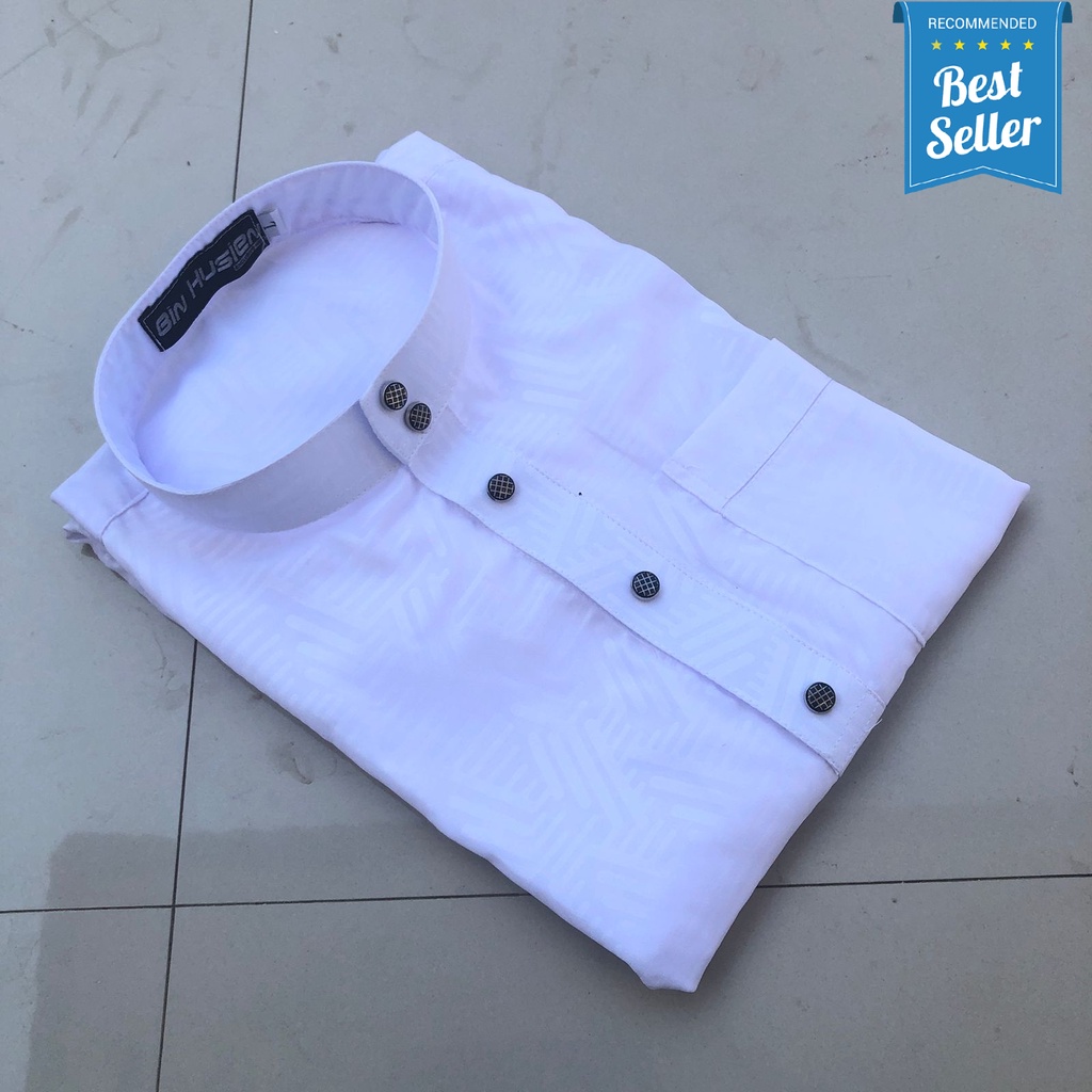 Baju koko melayu pria dewasa motif sultan premium lengan panjang putih keren