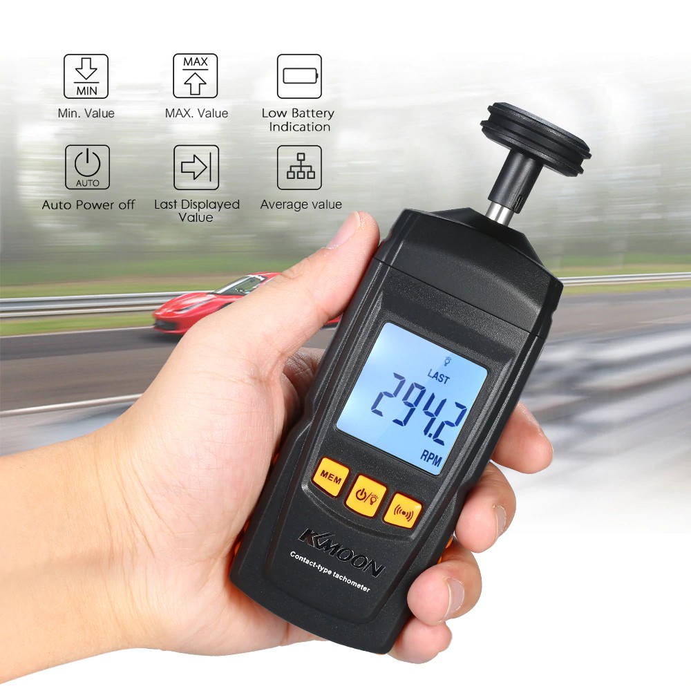 IMPORT Digital Tachometer Handheld Contact Motor Tachometer LCD Speedometer Tach RPM ester