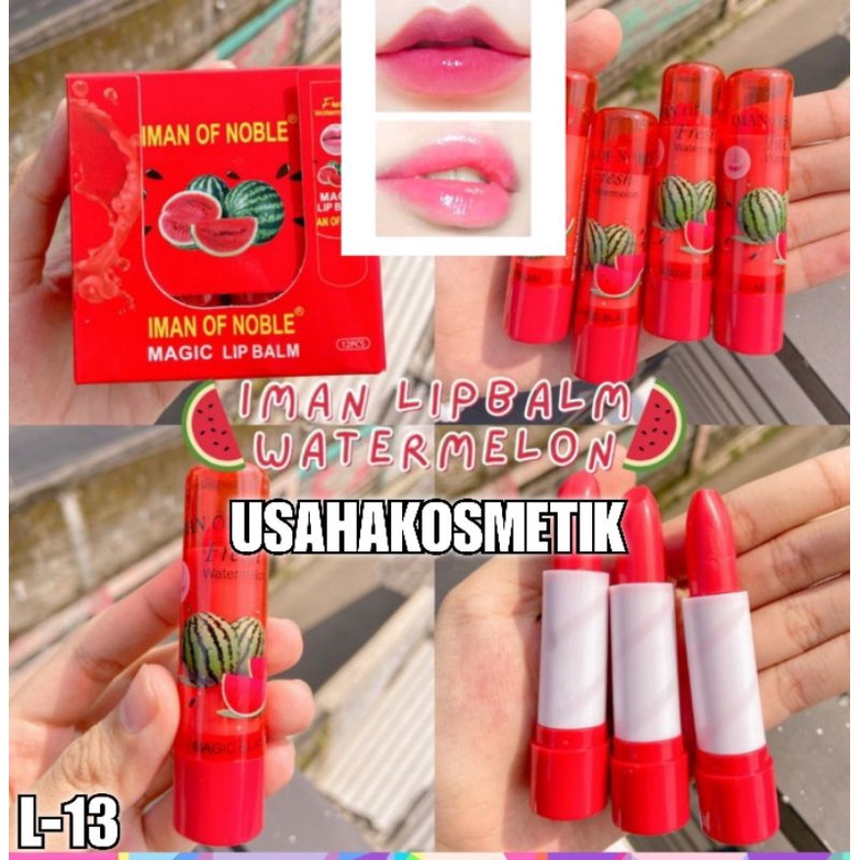 PROMO PERBOX ISI 12PCS LIP BALM IMAN OF NOBLE COLOR CHANGING HARUM FRUIT NO.L-13 | LB-13