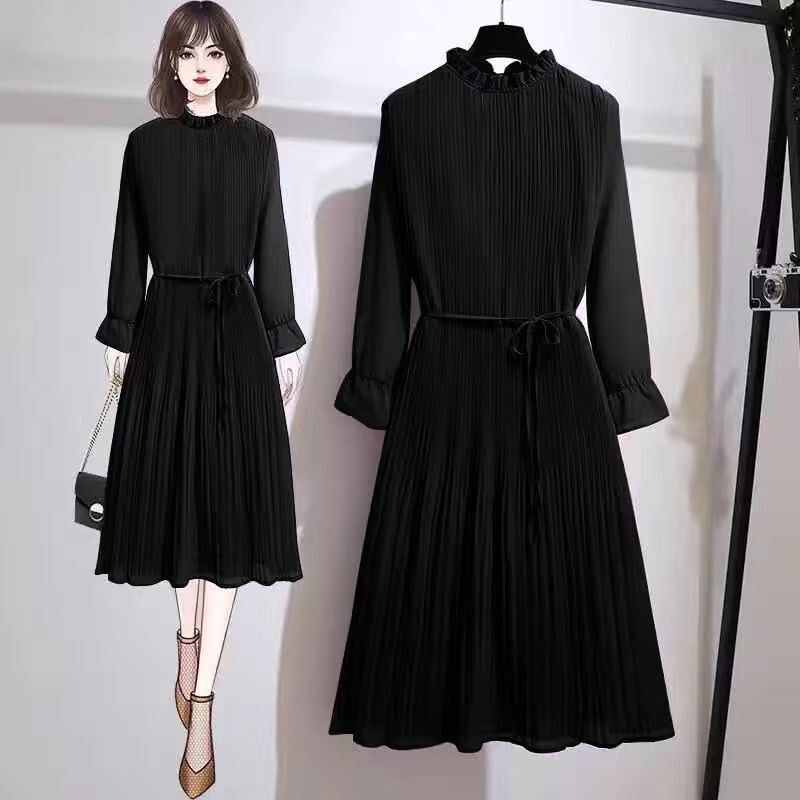 Large women's dress 2021 spring and autumn new fat mm medium and long style fashion temperament fore