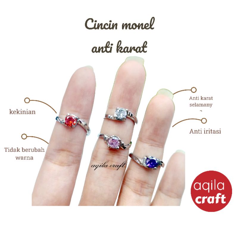 CINCIN MATA DIAMOND BULAT NO 5 ANTI KARAT TIDAK BERUBAH WARNA STAINLESS STEEL CINCIN WANITA TERBARU