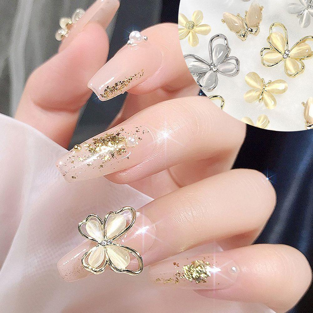 Needway 3D Nail Art Dekorasi Glitter Emulasi Mewah Bunga Warna-Warni Bagian Logam Aurora Kristal Manicure Aksesoris