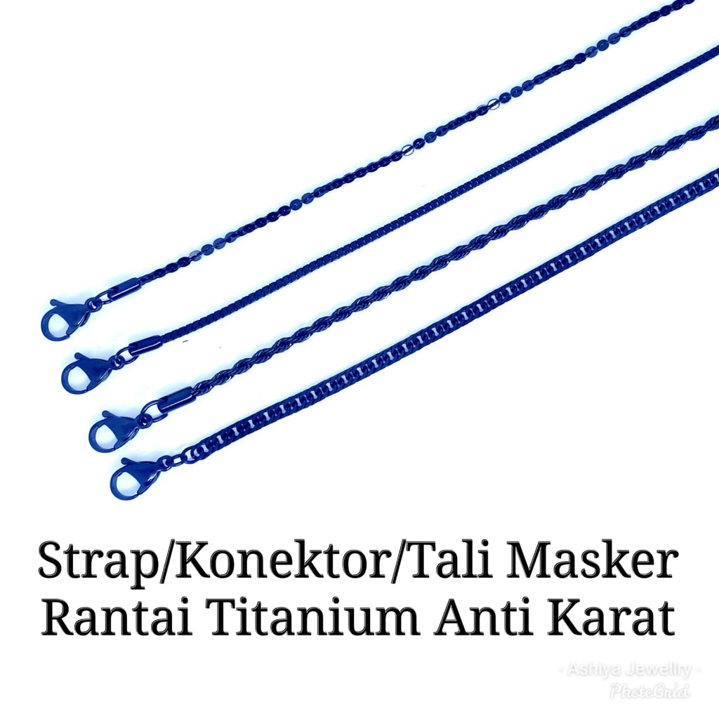 Strap Masker/Tali Masker/Konektor Wanita/Pria Masker Rantai Hitam Titanium Anti Karat