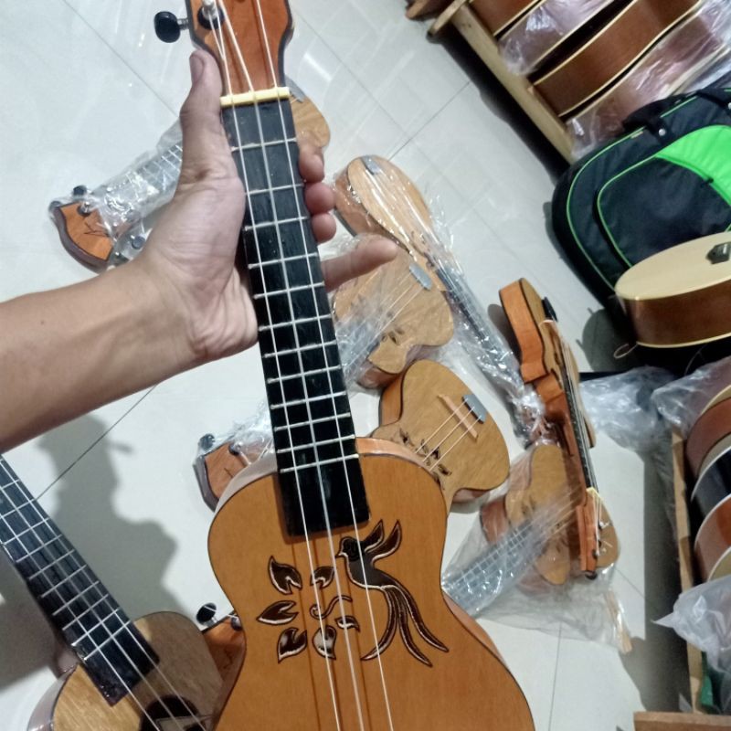 Kentrung / ukulele pare gitar BAYAR DI TEMPAT-Senar 3 motif burung