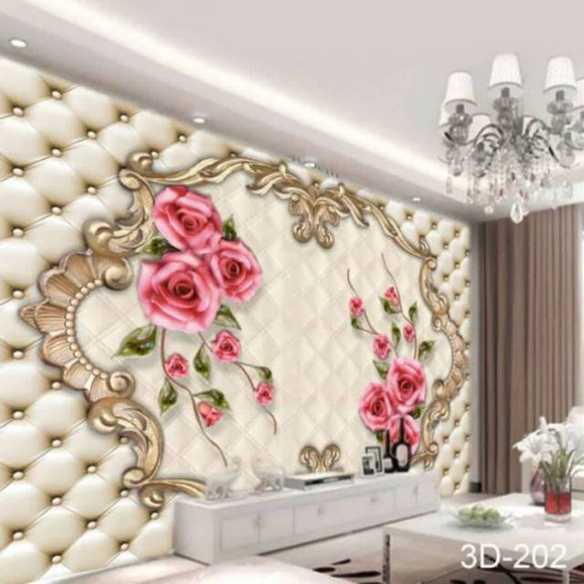 Wallpaper custom 3D motif bunga bunga