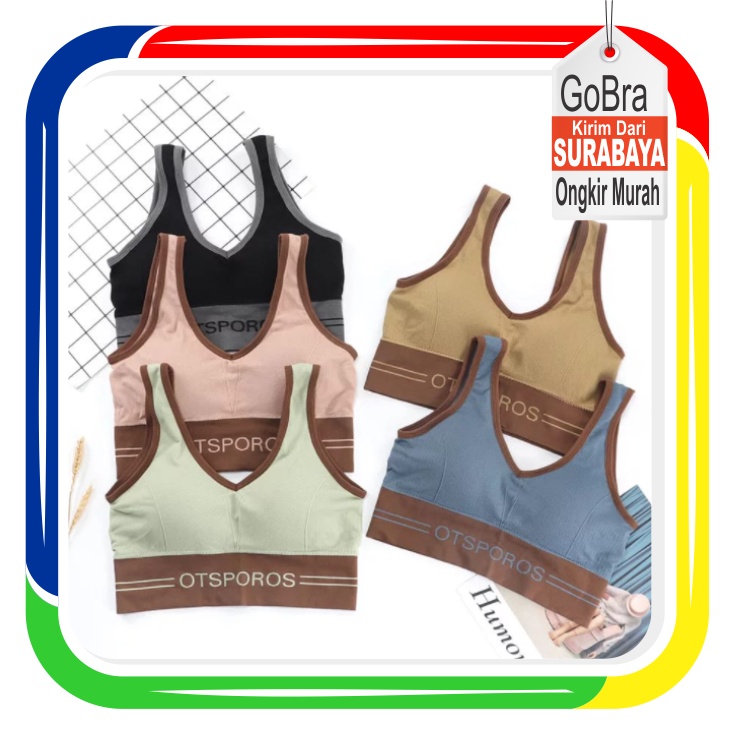 Gobra ♕ PW104 Sport Bra Wanita Tanpa Kawat Yoga Gym Bra Wanita Korea Fashion Push Up Tanpa Kawat Import COD