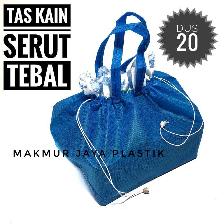 

[ 12 PC ] TAS SPUNBOND SERUT / GOODIE BAG KAIN UNTUK DUS BOX NASI BESEK HAJATAN UKURAN 20 X 20