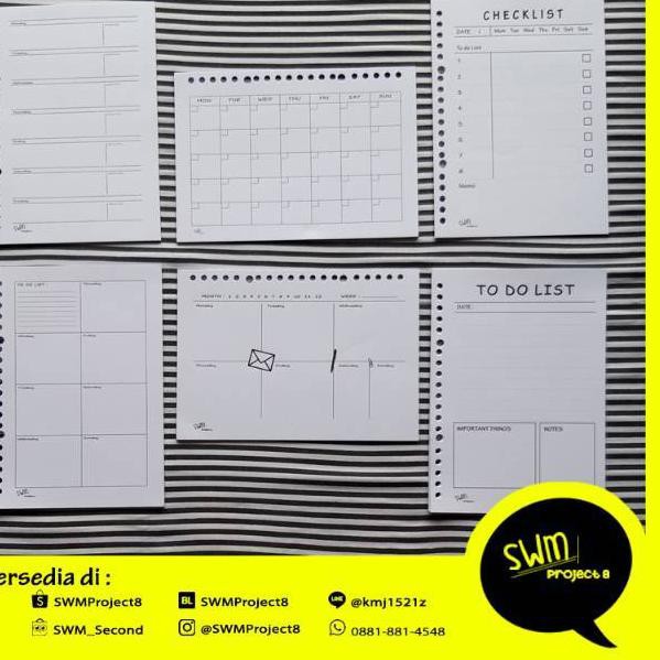 

Hati-hati barang tiruan> SWM isi binder planner - kertas refill loose leaf filler organizer A4 B5 A5