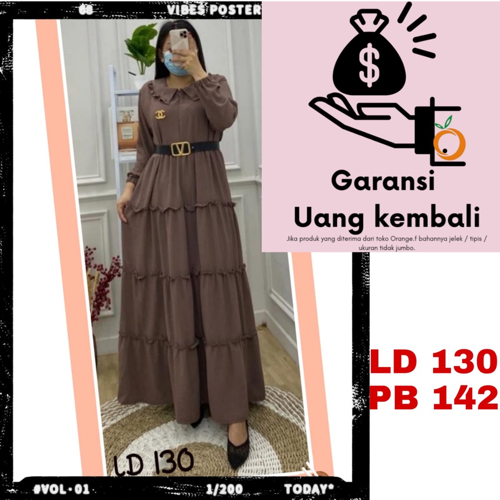 Gamis Jumbo LD 130 - 140 Dress Big Size Fashion Muslim Wanita Bahan Adem