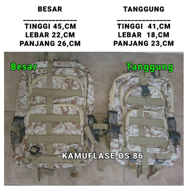 Termurah di Shopee TAS RANSEL ARMY TACTICAL 3P LEBANON GENDONG LORENG POLOS