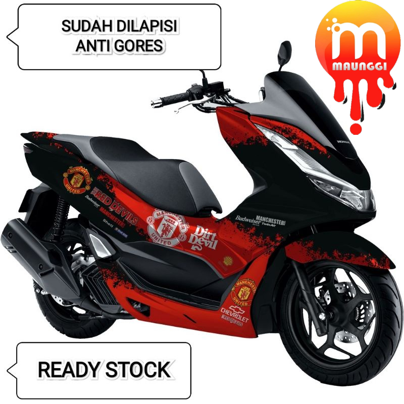Decal pcx 160 full body Striping all new pcx 160 merah Sticker variasi motor pcx new motif mancheste