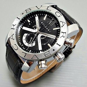 Jam Tangan Pria / Cowok Bvlgari X Ray Automatic Leather Black Silver