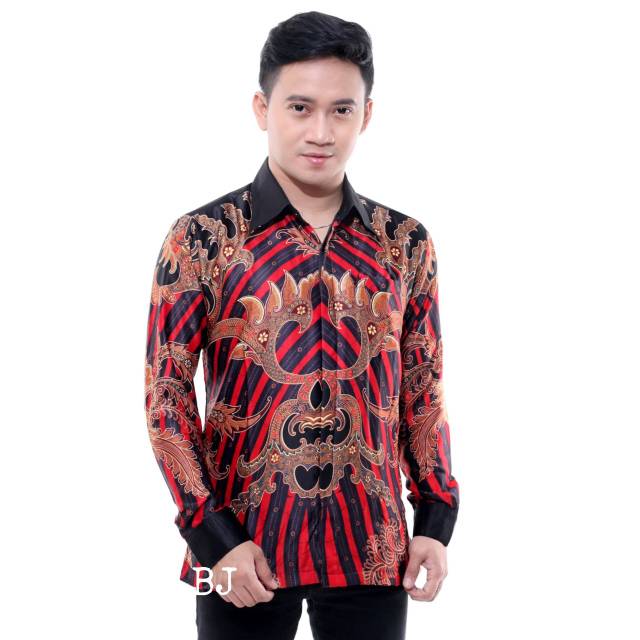 Kemeja Semi Sutra Silk Adem Berfuring Motif Naga