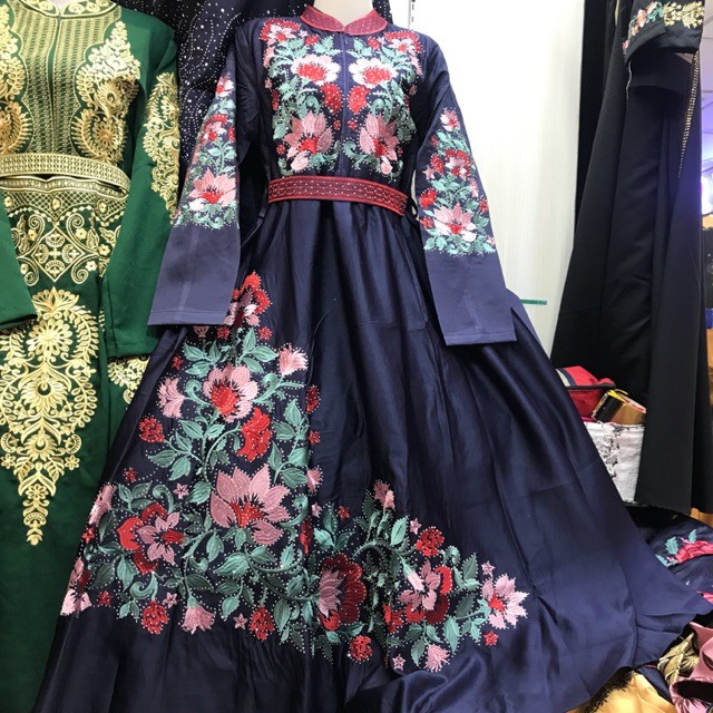 Gamis bordir satin mote