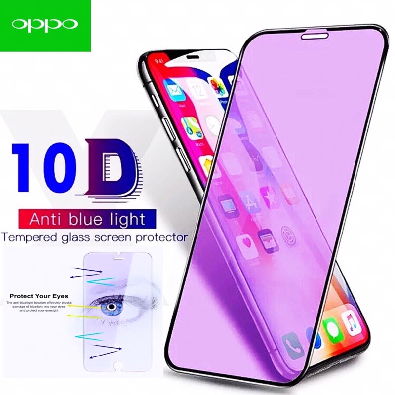 OPPO F11/F11PRO/RENO2/RENO3/RENO 4/A91/F15 TEMPERED GLASS ANTI BLUELIGHT ANTI RADIASI 10D FULL COVER