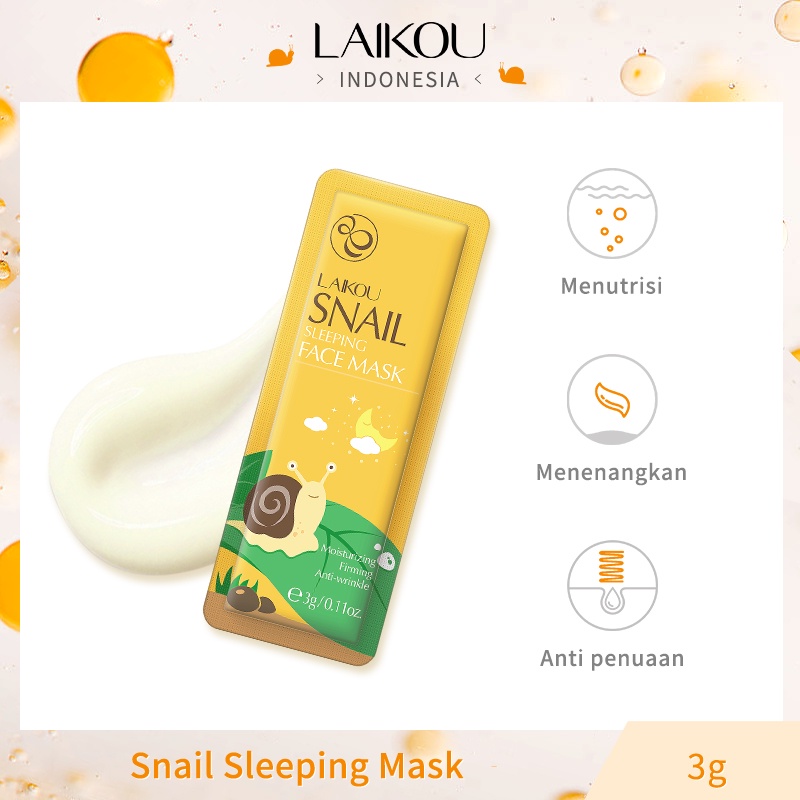 LAIKOU Sleeping Mask Siput Gel Pelembab Menghilangkan Kerutan Krim Malam 1pc