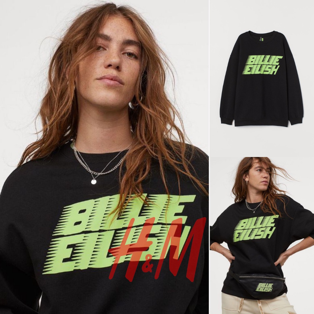 SWEATER HOODIE H&M BILLIE EILISH BLACK HNM SALE CREWNECK H&M SWEATER HOODIE PRIA SWEATER OVERSIZE SW