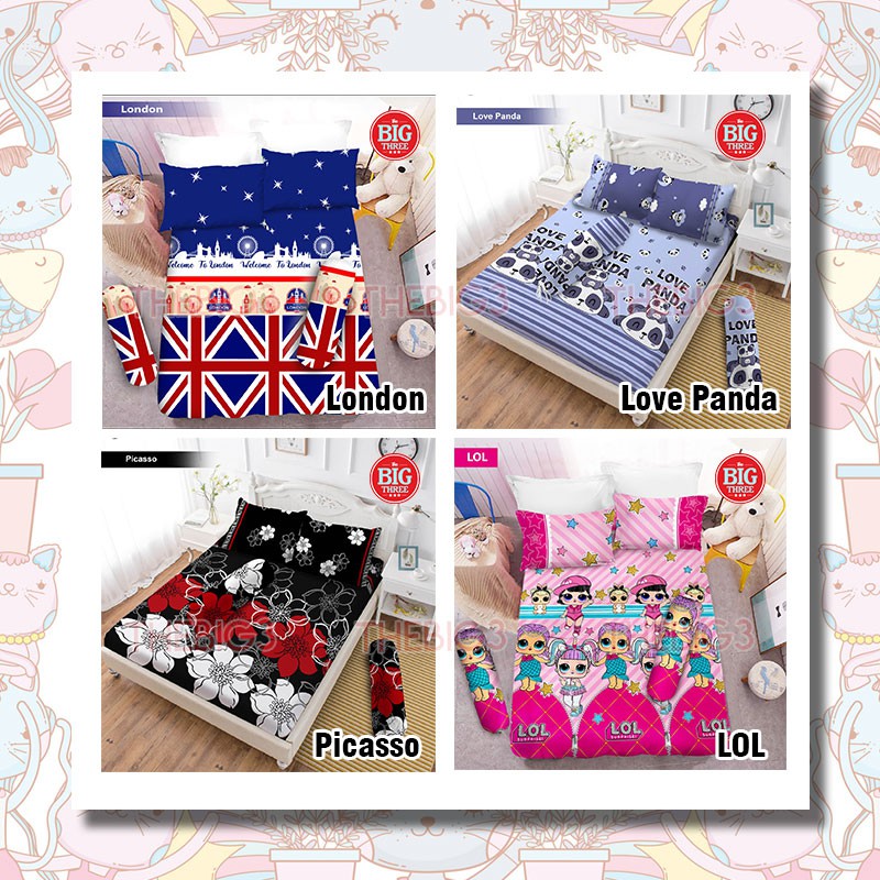 VITO Sprei 180x200 Bantal 4 motif Alphabet Channel Chibi BTS Couple in Love Golden Triangles Little Star LOL London Louis Moonlight Phantom Pink Tourmaline Windmill  - King 180 B4 SP