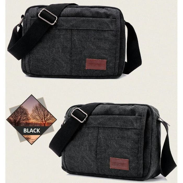 Ssb Zuo Lun Duo Tas Selempang Pria Kanvas Shuolder Bag Coklat - DH670  Bag Bahu Import Korea | Jc-