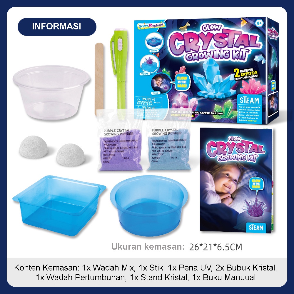 Mainan STEM Eksperimen Sains 3D Edukasi Anak Luminous Crystal Experiment Science Set DIY