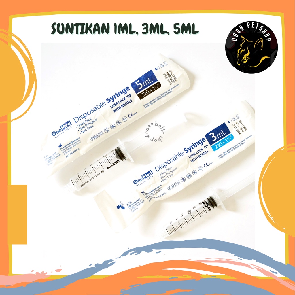 Suntikan ukuran 1ml/ 3ml/ 5ml - Alat bantu minum obat kucing dan anjing