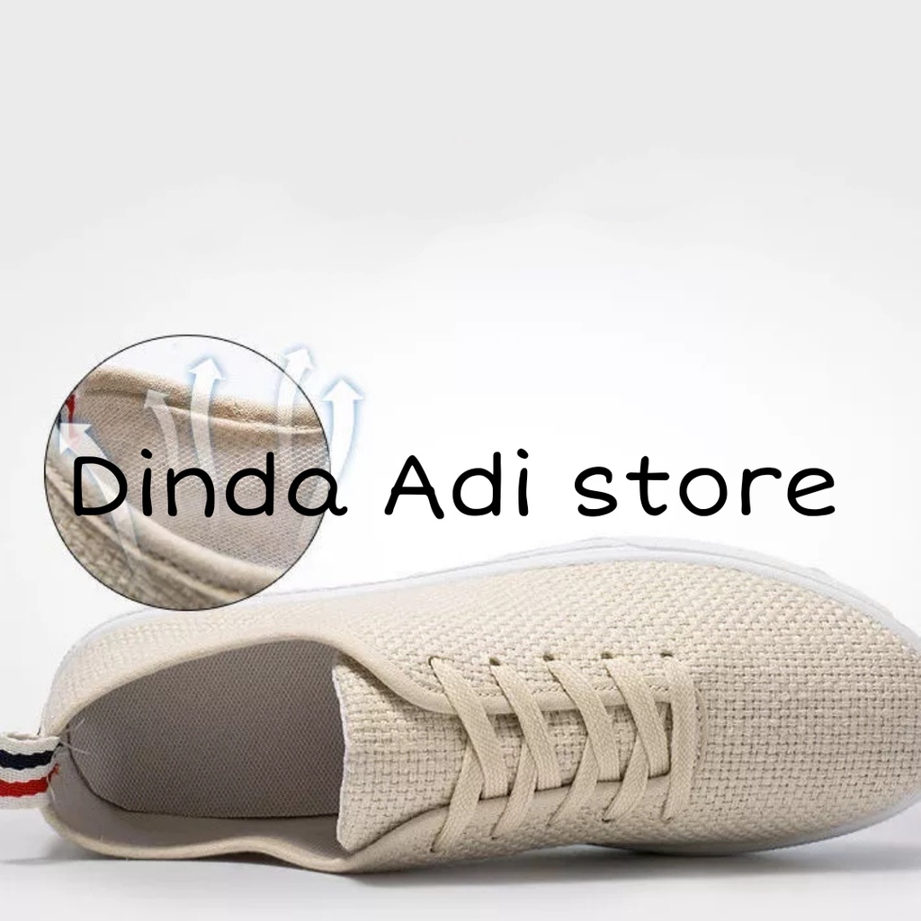 Dinda Sepatu wanita slip on cotton linen fashion wanita trendy zalfarya warna hitam dan krem ukuran 37-40