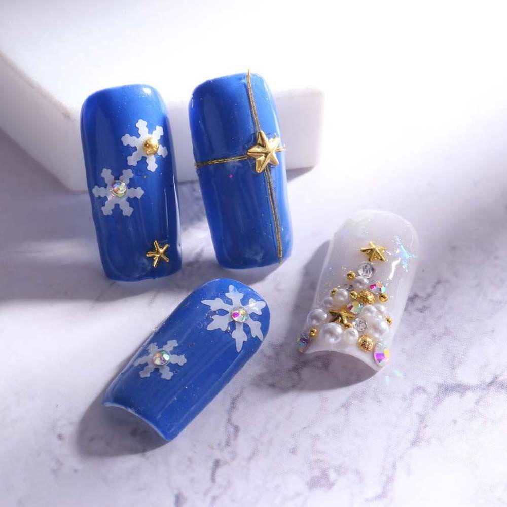 Mxbeauty Natal Dekorasi Kuku Wanita Fashion Kuku Foil Emas Manikur Aksesoris Bulan Bintang 3D Nail Jewelry