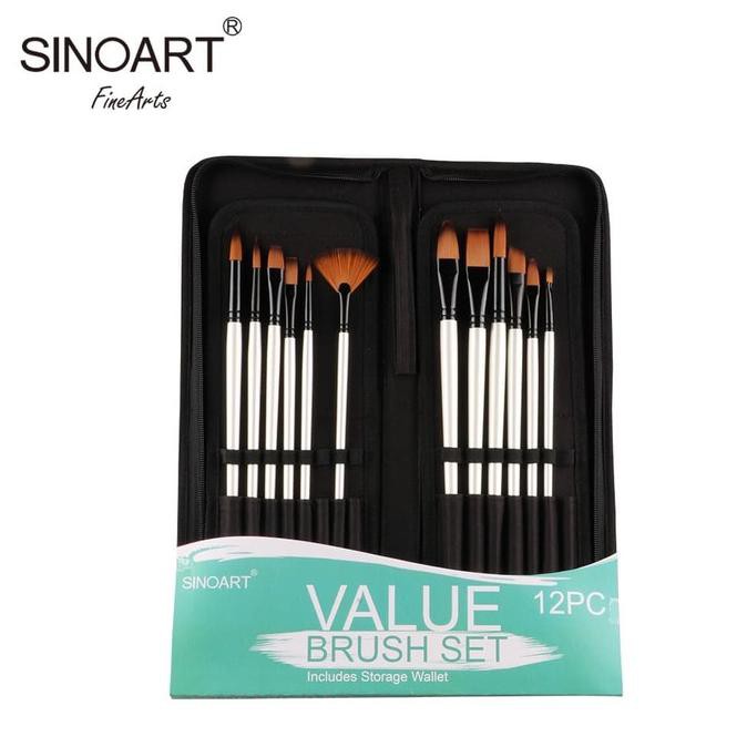 

Monggo] Kuas Lukis Sinoart Set 12 Long Handle & Brush Cases