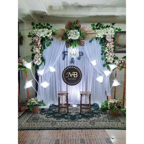 Sewa Backdrop Lamaran / Akad / Pemberkatan Include Lampu kelopak