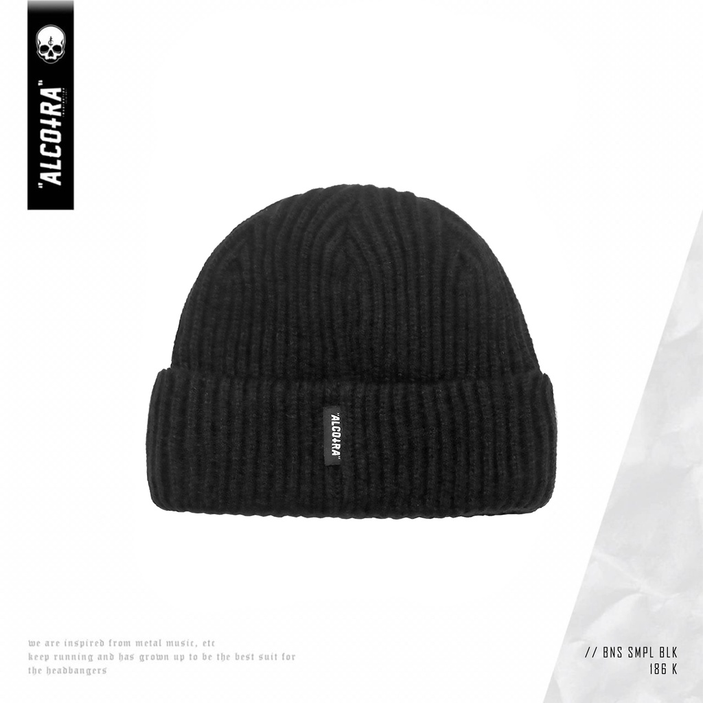 BEANIE SMPL BLK // BEANIE BORDIR SIMPLE FONT BLACK ALCOTRA