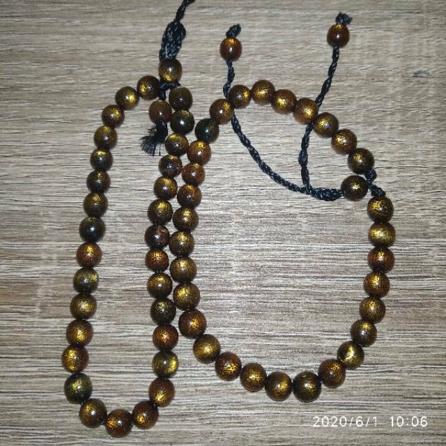 TASBIH AKAR BAHAR TALI ARUS 6 MM MODEL TARIK SERAT EMAS