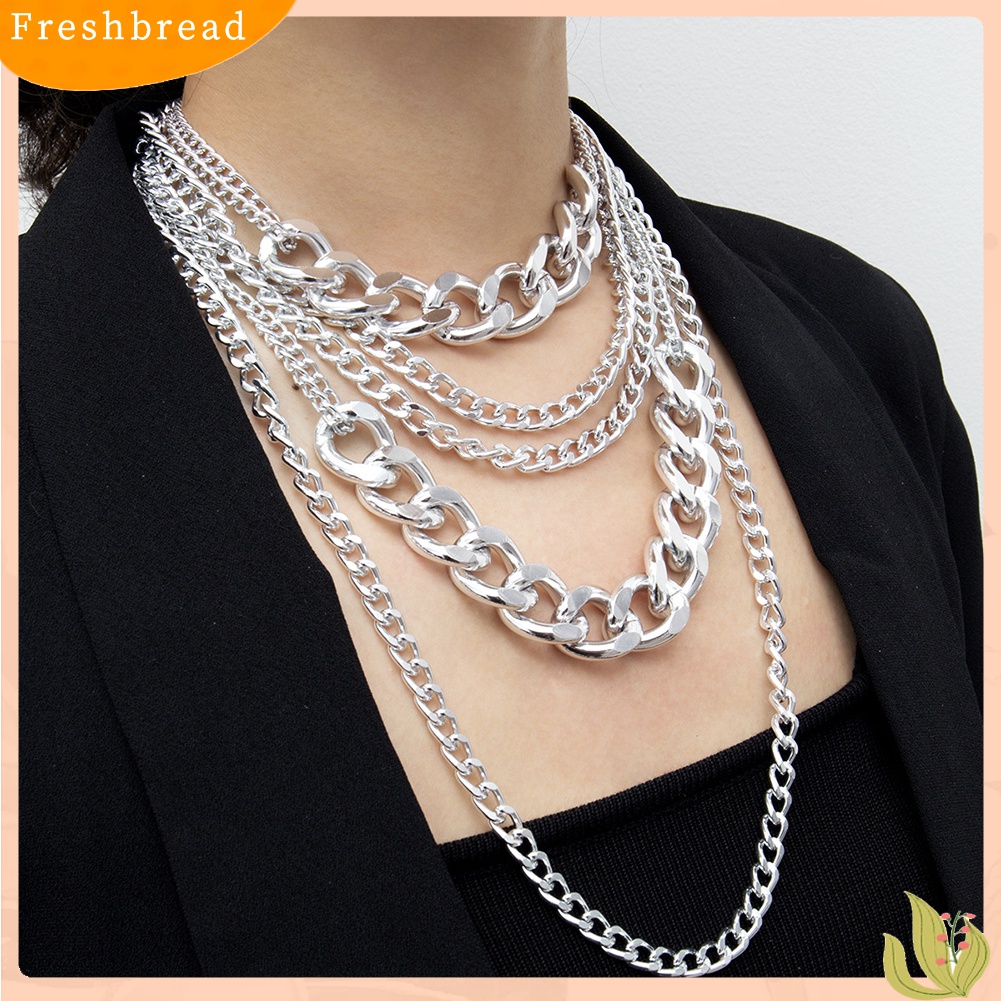 Fresh| Kalung Rantai Multilayer Gaya Punk Rock Hip hop Untuk Wanita