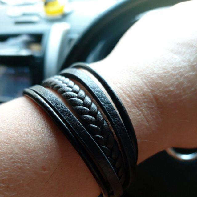 OPK Tersedia Bohemia Bangles Gelang  Pria Hitam Coklat 