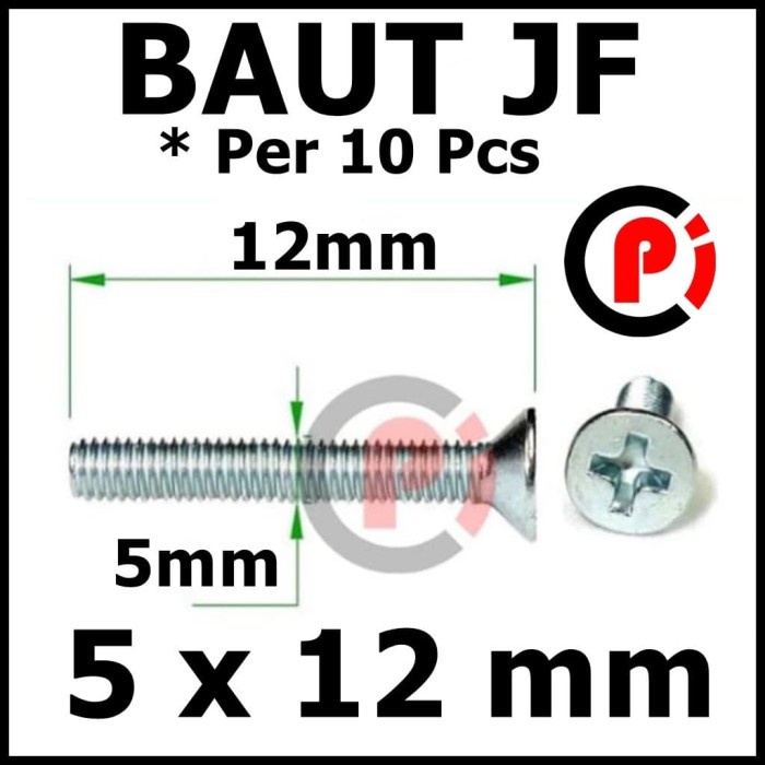 Per 10 Pcs Baut Bolt JF 5x12 mm 5 x 12 mm Per 10pcs